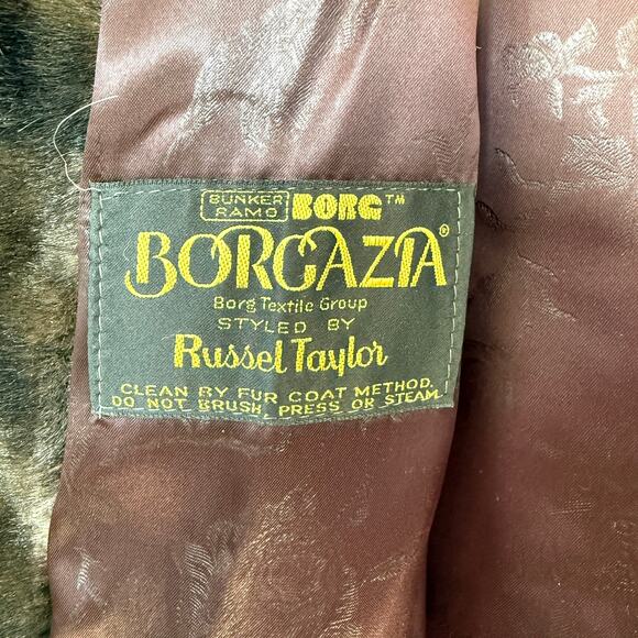 Borgazia by Russel Taylor Faux Fur Coat Black Brown Vintage 60s Luxe Old Money - Picture 6 of 7